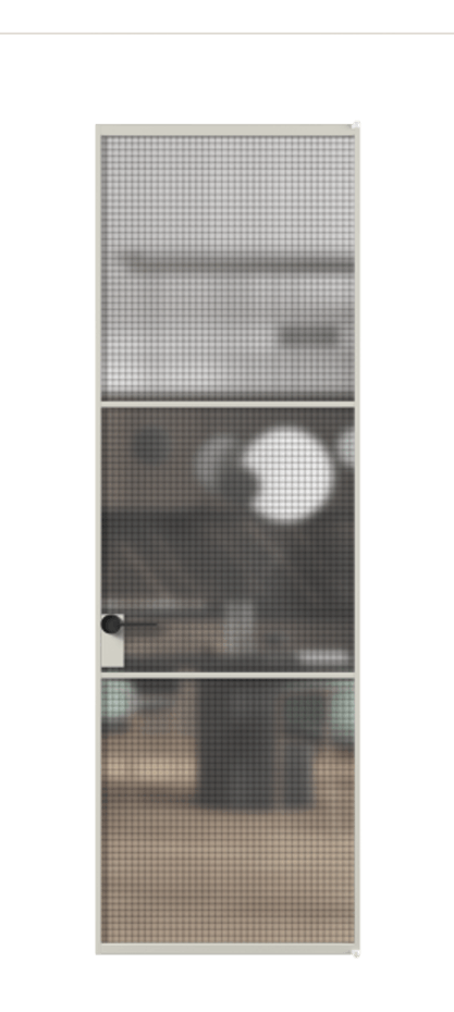 Алюминиевая дверь АЛПЛ040.03 Алюминий тёплый серый Декоративное стекло с сеткой "Mesh silver", триплекс Цена 129470  | Volhovec