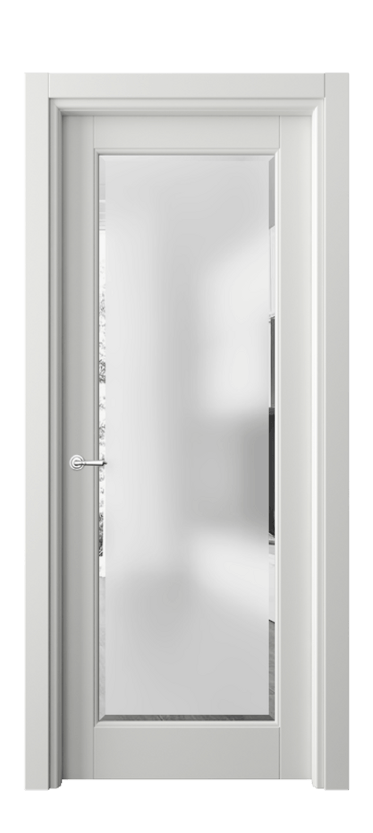 Межкомнатная дверь Тоскана Ромбо 6300 Матовый светло-серый Сатинированное стекло с фацетом Цена 96599 ₽ | Volhovec