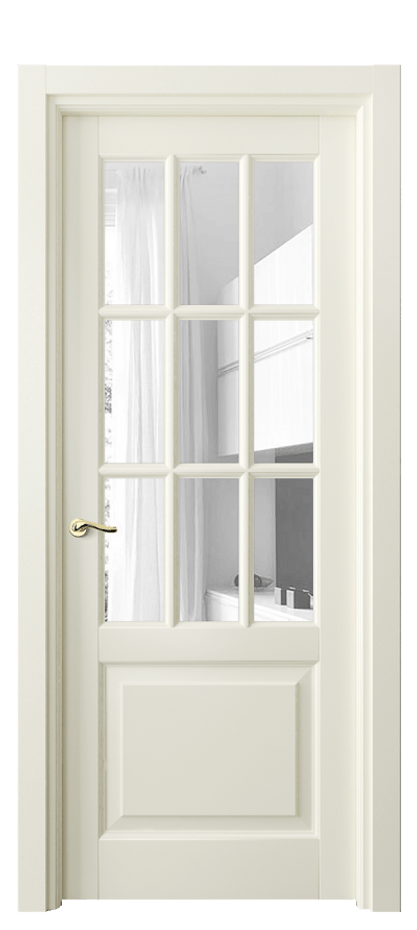 Межкомнатная дверь Lignum 0748 Бук молочно-белый Прозрачное стекло Цена 110799 ₽ | Volhovec