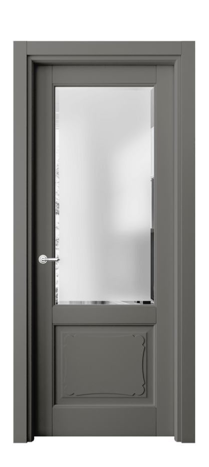 Межкомнатная дверь Тоскана Элегантэ 6322 Матовый классический серый Сатинированное стекло с фацетом Цена 97099 ₽ | Volhovec