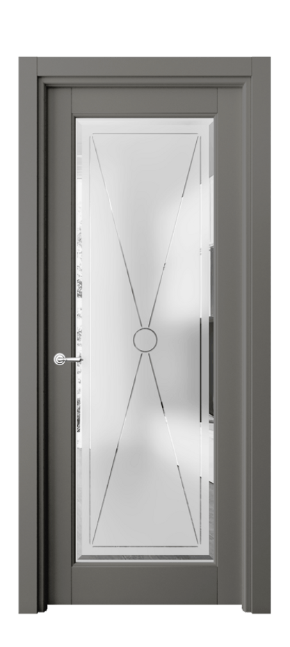 Межкомнатная дверь Тоскана Литера 6300 Матовый классический серый Сатинированное стекло с гравировкой «LITERA» Цена 96599 ₽ | Volhovec