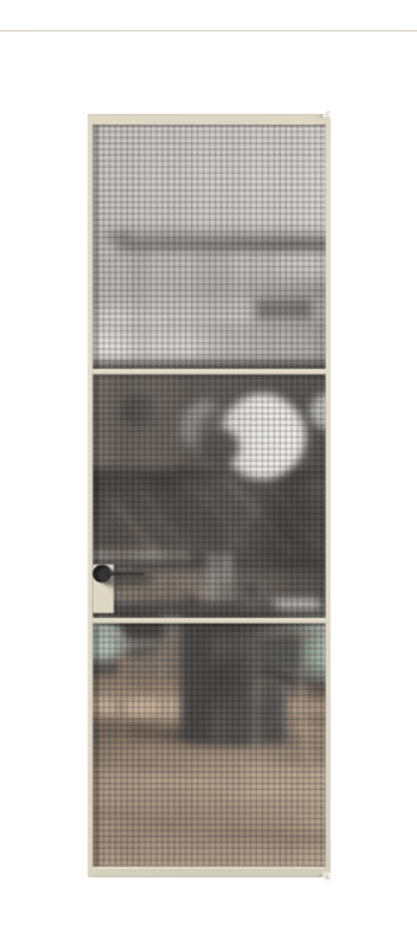 Алюминиевая дверь АЛПЛ040.03 Алюминий бежево-серый Декоративное стекло с сеткой "Mesh silver", триплекс Цена 129470  | Volhovec