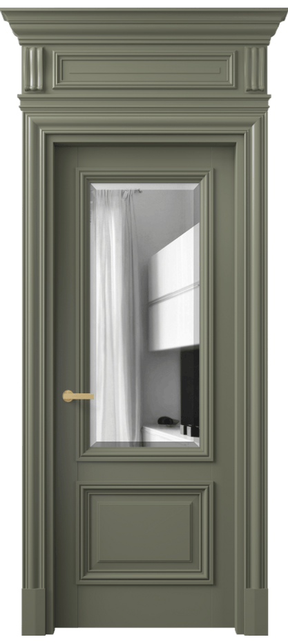 Межкомнатная дверь Антик 7302 Матовый оливковый тёмный Двустороннее зеркало с фацетом, триплекс Цена 168659 ₽ | Volhovec