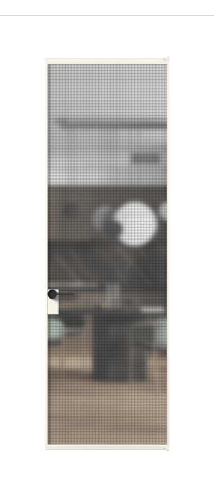 Алюминиевая дверь АЛПЛ040.01 Алюминий пудровый белый Декоративное стекло с сеткой "Mesh silver", триплекс Цена 25308010  | Volhovec