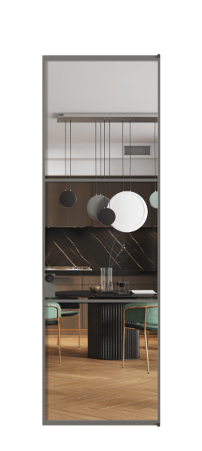 Алюминиевая дверь АЛПЛ040.03 Алюминий классический серый Прозрачное стекло "Crystal Vision", калёное, 6 мм Цена 117452  | Volhovec