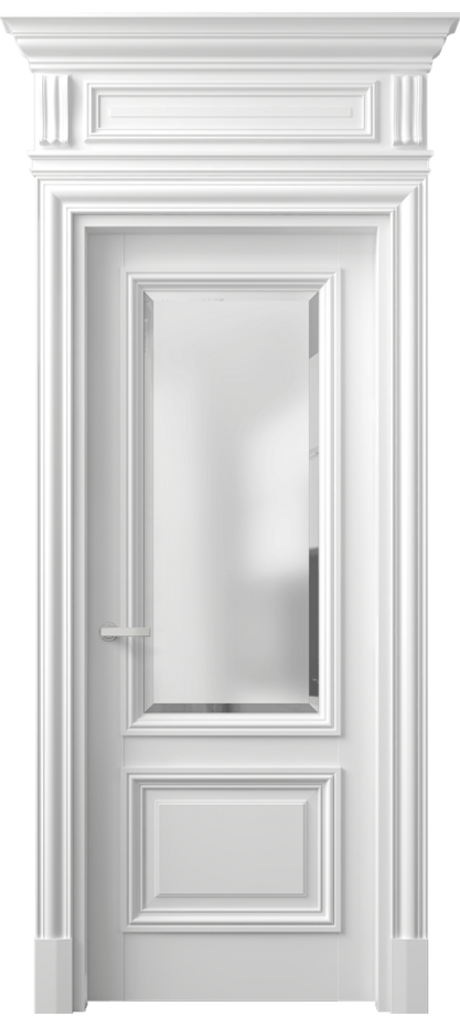 Межкомнатная дверь Антик 7302 Матовый белоснежный Сатинированное стекло с фацетом Цена 164609 ₽ | Volhovec