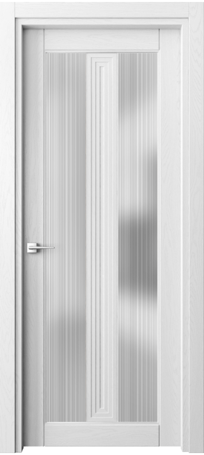 Межкомнатная дверь Ego 6122 Дуб белоснежный Сатинированное стекло "Дождь" Цена 122599 ₽ | Volhovec