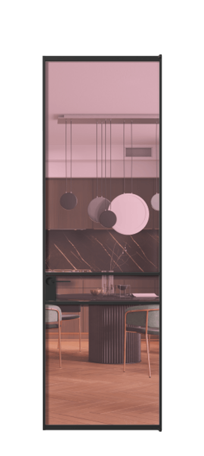 Алюминиевая дверь АЛПЛ040.02 Алюминий Черный Прозрачное розовое стекло, триплекс Цена 130890  | Volhovec