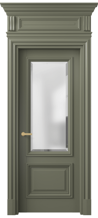 Межкомнатная дверь Антик 7302 Матовый оливковый тёмный Сатинированное стекло с фацетом Цена 163659 ₽ | Volhovec