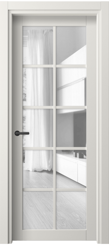 Межкомнатная дверь Neo 2106 ПЭТ белоснежный Прозрачное стекло, триплекс Цена 33699 ₽ | Volhovec