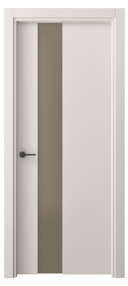 Межкомнатная дверь Freedom 4224 ПЭТ тёплый-белый Сатинированное бронзовое стекло, триплекс Цена 30799 ₽ | Volhovec