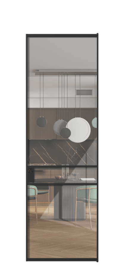 Алюминиевая дверь АЛПЛ040.02 Алюминий Черный Рефлективное прозрачное стекло "Stopsol", калёное Цена 138890  | Volhovec