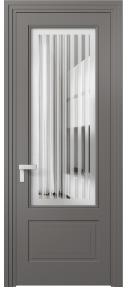 Межкомнатная дверь Rocca 8342 Матовый классический серый Сатинированное с гравировкой "Каннелюры", триплекс Цена 86899 ₽ | Volhovec