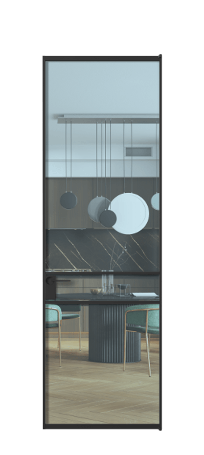 Алюминиевая дверь АЛПЛ040.02 Алюминий Черный Прозрачное голубое стекло, триплекс Цена 130890  | Volhovec