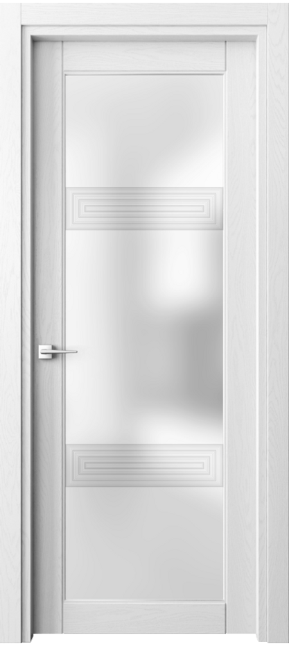 Межкомнатная дверь Ego 6112 Дуб белоснежный Сатинированное стекло "3D" Цена 122599 ₽ | Volhovec