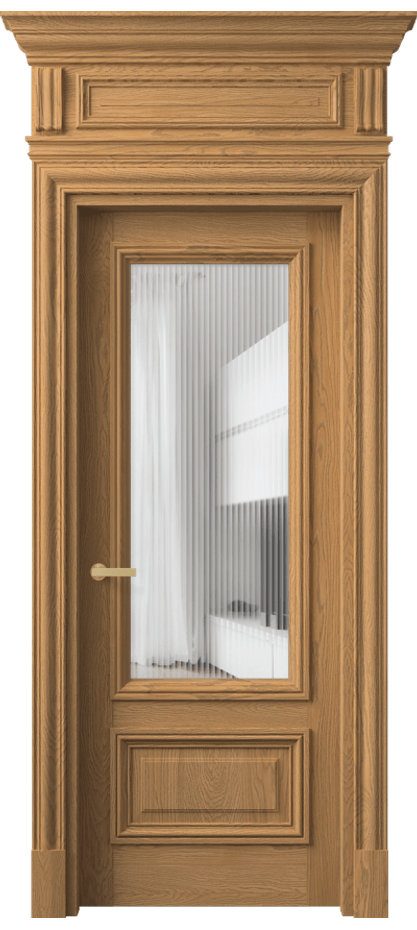 Межкомнатная дверь Антик 7306 Дуб пшеничный матовый Рифлёное стекло "Мору", триплекс Цена 273389 ₽ | Volhovec