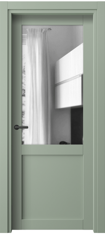 Межкомнатная дверь Neo// 2122 ПЭТ светло-оливковый Двустороннее зеркало, триплекс, 6 мм Цена 24479 ₽ | Volhovec