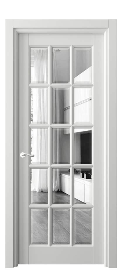 Межкомнатная дверь Лигнум 0708 Матовый светло-серый Двустороннее зеркало с фацетом, триплекс Цена 840300 AMD | Volhovec