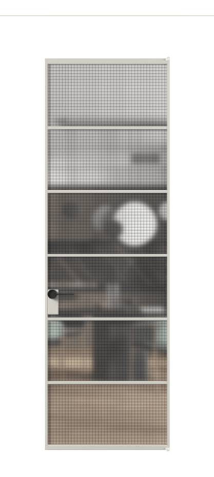 Алюминиевая дверь АЛПЛ040.04 Алюминий тёплый серый Декоративное стекло с сеткой "Mesh silver", триплекс Цена 134030  | Volhovec