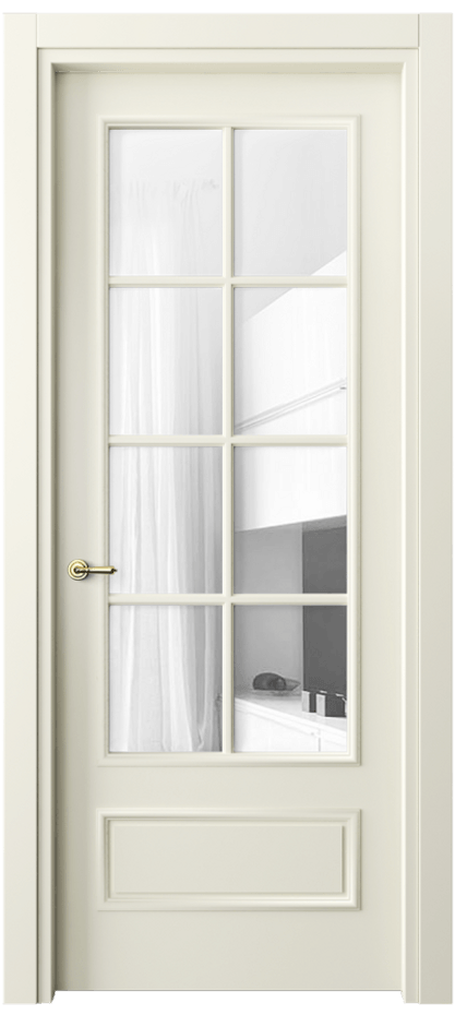 Межкомнатная дверь Paris 8112 Матовый молочно-белый Прозрачное стекло Цена 72399 ₽| Volhovec