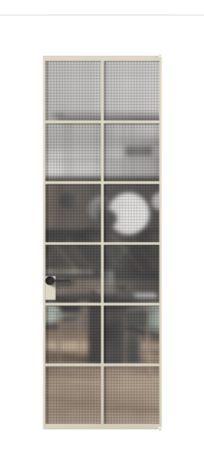 Алюминиевая дверь АЛПЛ040.05 Алюминий бежево-серый Декоративное стекло с сеткой "Mesh silver", триплекс Цена 134030  | Volhovec