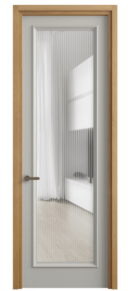 Межкомнатная дверь Шарм 6702 Матовый тёплый серый Рифлёное стекло "Мору", триплекс Цена 731000 AMD | Volhovec