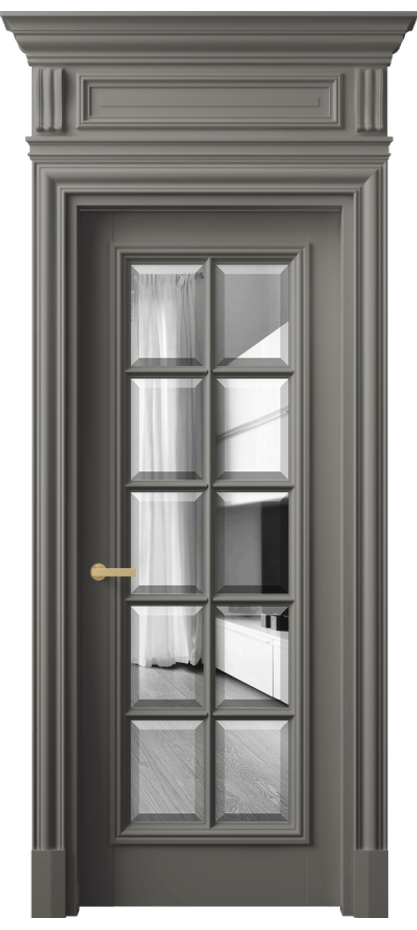 Межкомнатная дверь Антик 7310 Матовый классический серый Двустороннее зеркало с фацетом, триплекс Цена 183709 ₽ | Volhovec