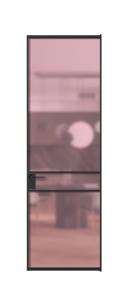 Алюминиевая дверь АЛПЛ040.02 Алюминий Черный Сатинированное розовое стекло, триплекс Цена 130890  | Volhovec