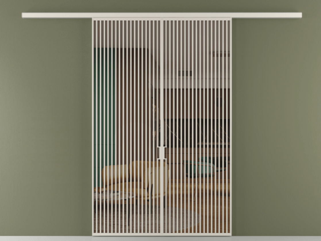 Перегородка Formato вдоль стены 2 створки АЛПР 040.06 Алюминий облачно-серый Прозрачное бронзовое стекло, триплекс Цена 359760 ₽ | Volhovec