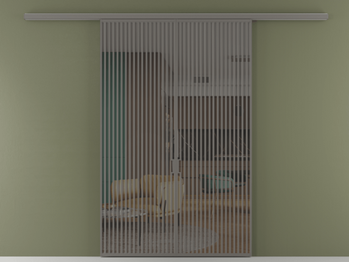 Перегородка Formato вдоль стены 2 створки АЛПР 040.06 Алюминий классический серый Прозрачное серое стекло, триплекс Цена 359760 ₽ | Volhovec