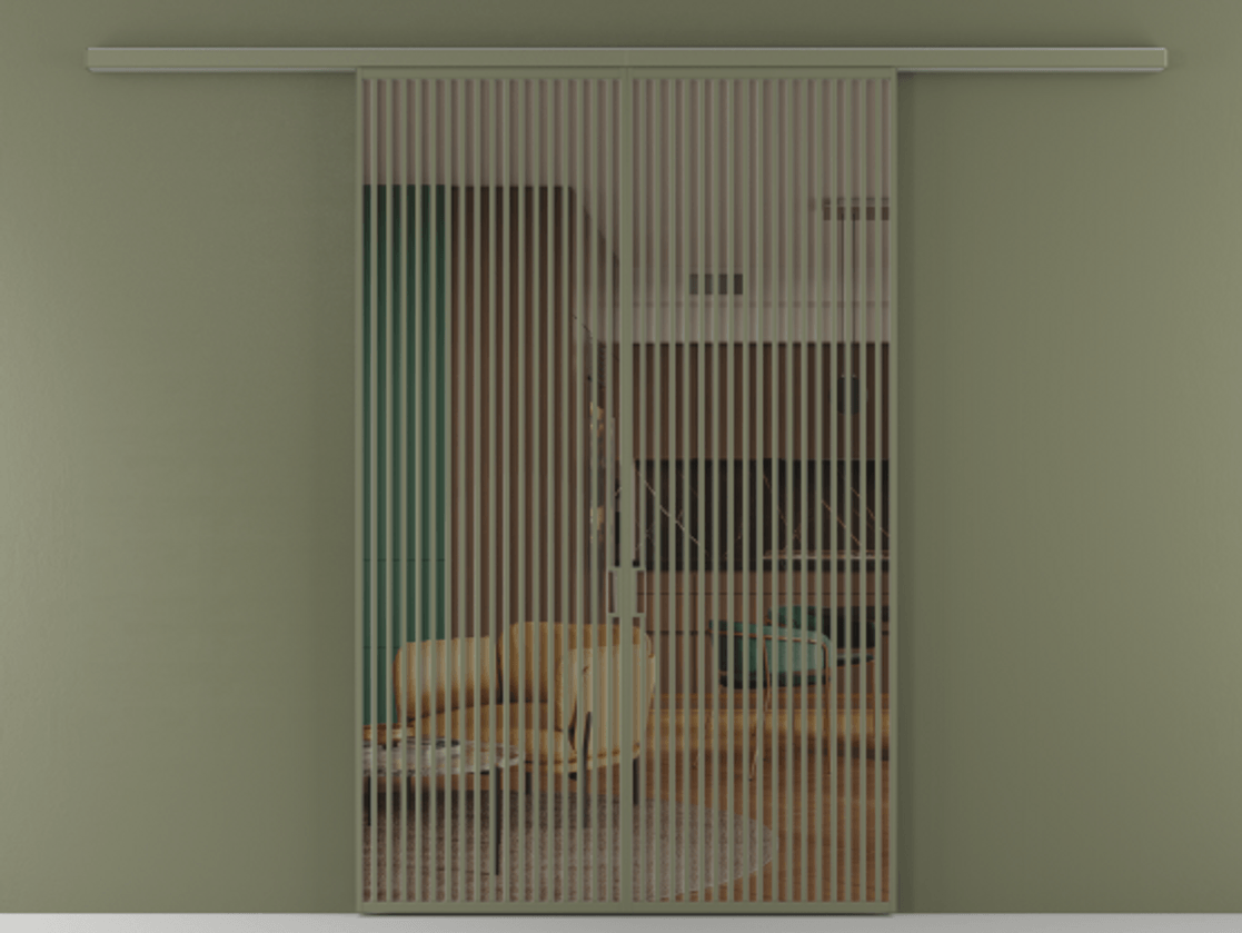 Перегородка Formato вдоль стены 2 створки АЛПР 040.06 Алюминий оливковый тёмный Прозрачное бронзовое стекло, триплекс Цена 359760 ₽ | Volhovec