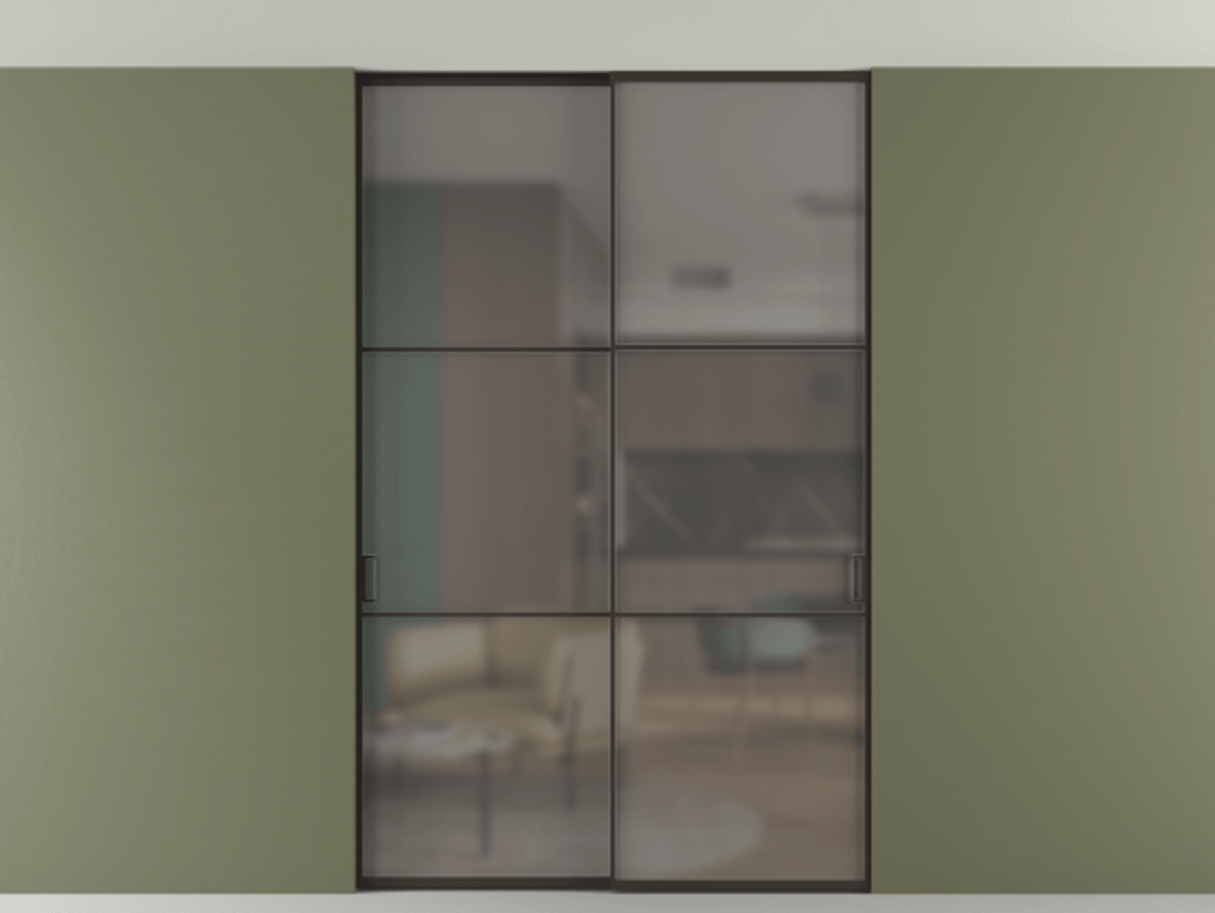 Перегородка Formato внутри проёма скрытое крепление в потолок 2 створки АЛПР 040.03 Алюминий антрацит Сатинированное серое стекло, триплекс. Цена 289520 ₽ 1. Полотно 2 шт. (800/2100 мм)
2. Комплект установки раздвижной системы
3. Базовый комплект фурнитуры
4. Ручка RONDO. Фабрика дверей Волховец 8 (800) 551 43 19 Перегородка Formato внутри проёма скрытое крепление в потолок 2 створки АЛПР 040.03 Алюминий антрацит Сатинированное серое стекло, триплекс Цена 289520 ₽ | Volhovec