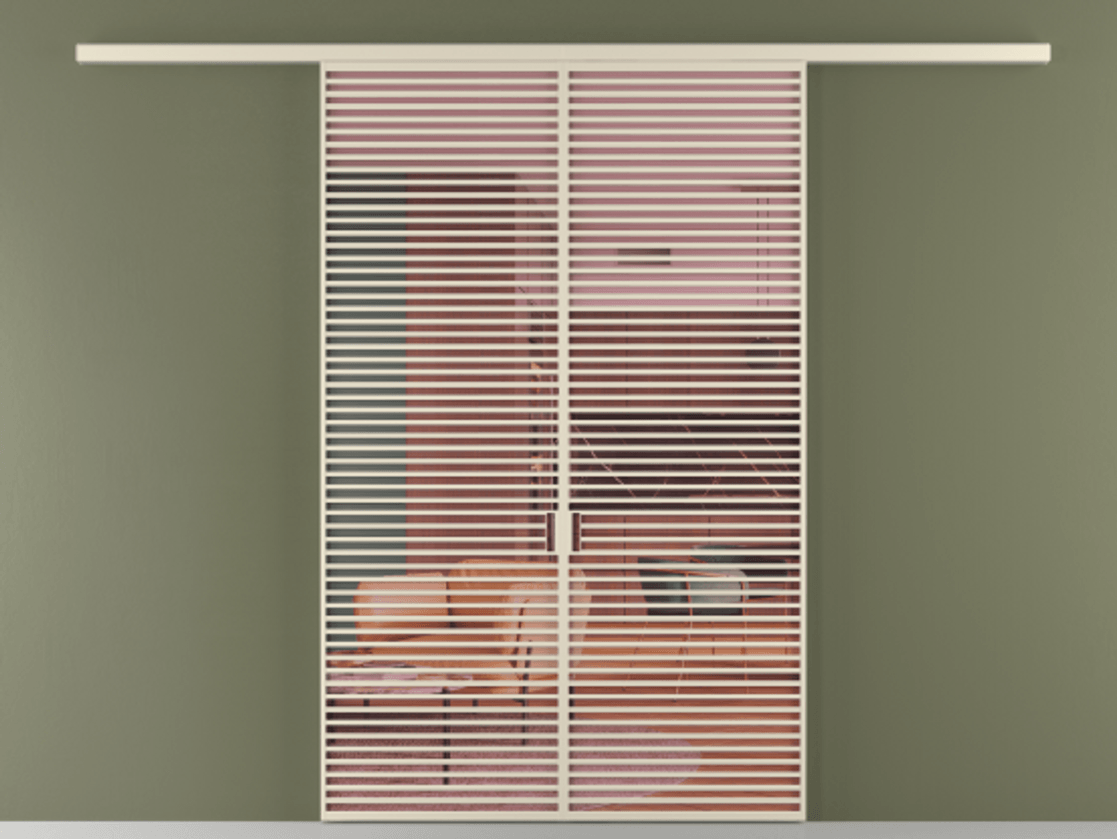 Перегородка Formato вдоль стены 2 створки АЛПР 040.07 Алюминий бежево-серый Прозрачное розовое стекло, триплекс Цена 359760 ₽ | Volhovec