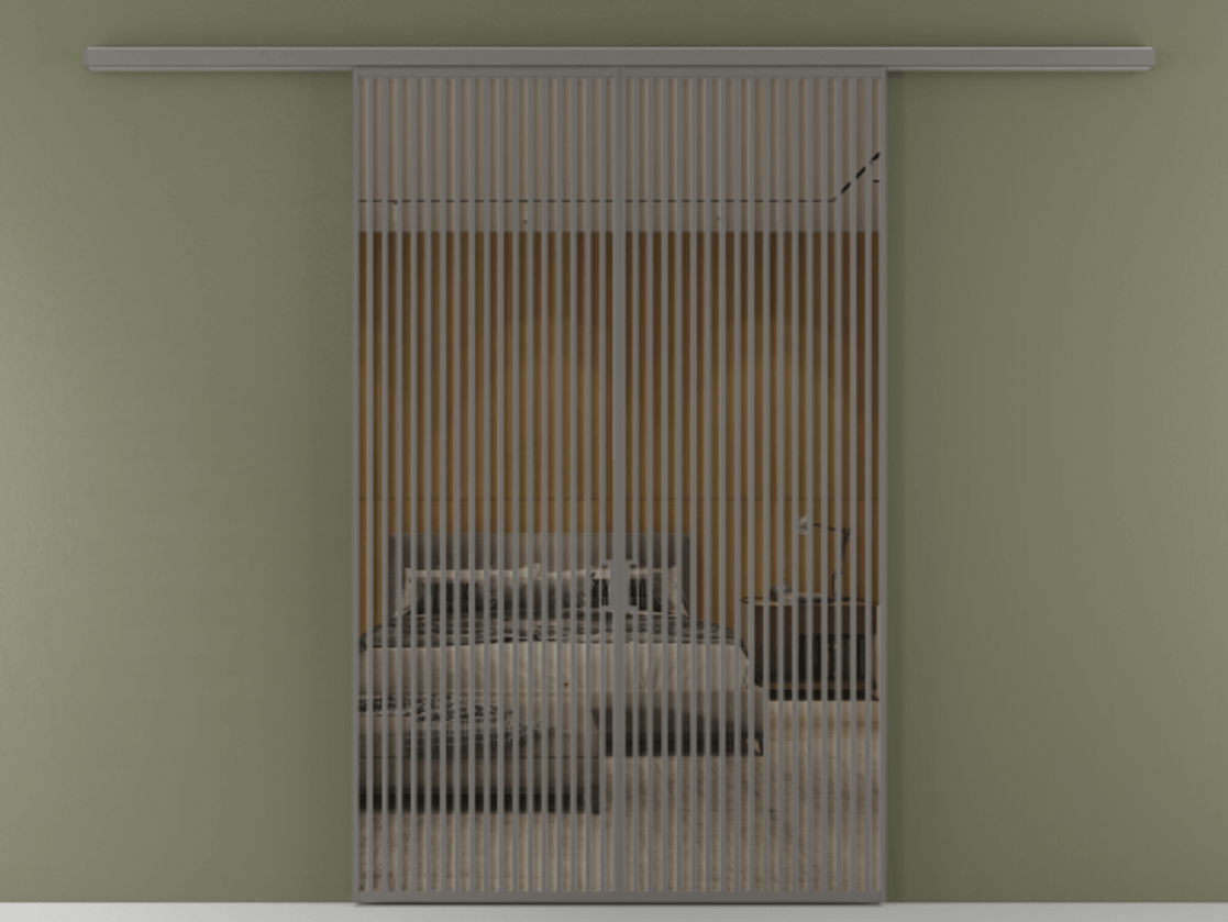 Перегородка Formato вдоль стены 2 створки АЛПР 040.06 Алюминий классический серый Рефлективное бронзовое стекло "Stopsol", калёное Цена 445000 ₽ | Volhovec