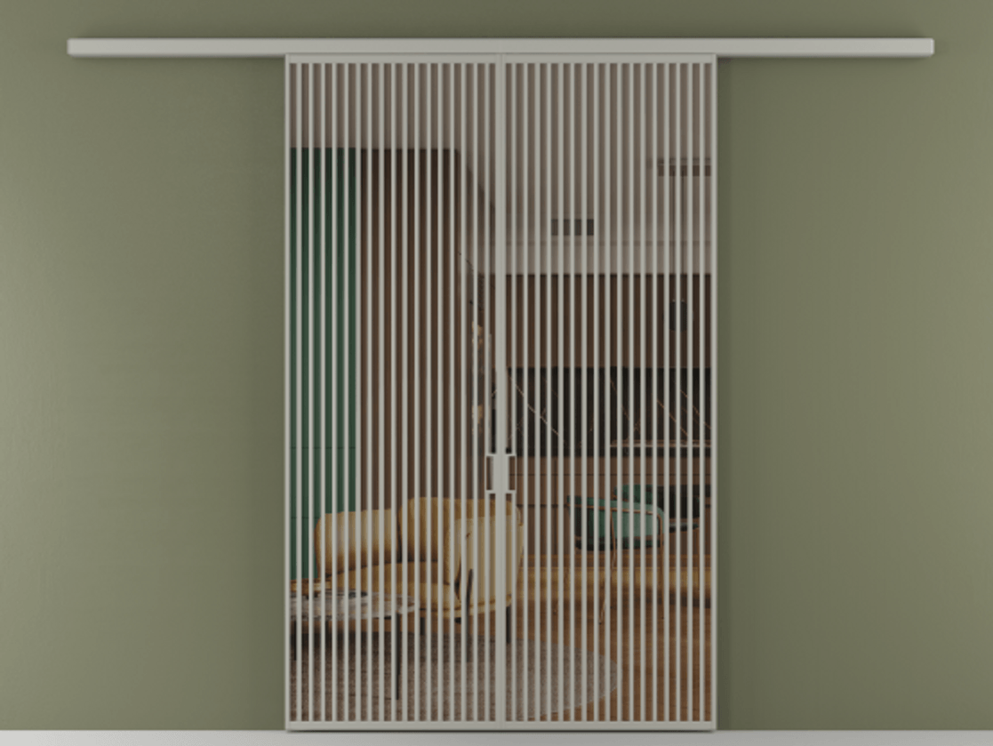 Перегородка Formato вдоль стены 2 створки АЛПР 040.06 Алюминий нейтральный серый Прозрачное бронзовое стекло, триплекс Цена 359760 ₽ | Volhovec