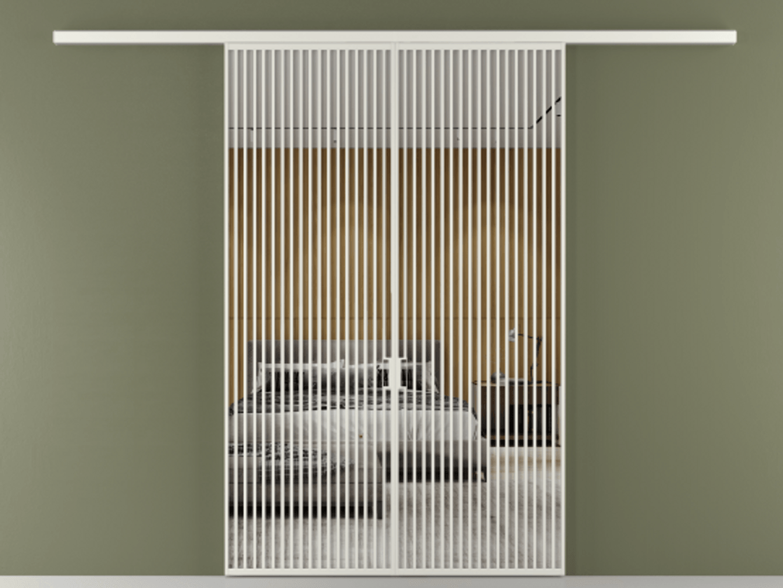 Перегородка Formato вдоль стены 2 створки АЛПР 040.06 Алюминий серый Двустороннее зеркало, триплекс , триплекс 6 мм Цена 359760 ₽ | Volhovec