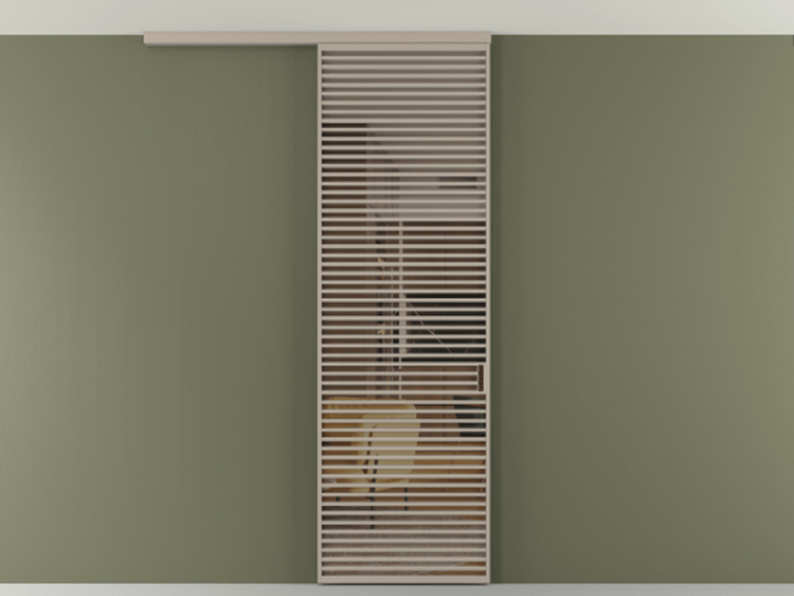 Перегородка Формато вдоль стены на потолок 1 створка АЛПР 040.07 Алюминий бисквитный Прозрачное бронзовое стекло, триплекс Цена 194900 ₽ | Volhovec