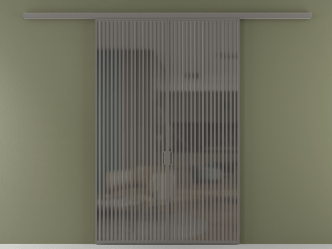 Перегородка Formato вдоль стены 2 створки АЛПР 040.06 Алюминий классический серый Сатинированное серое стекло, триплекс Цена 359760 ₽ | Volhovec