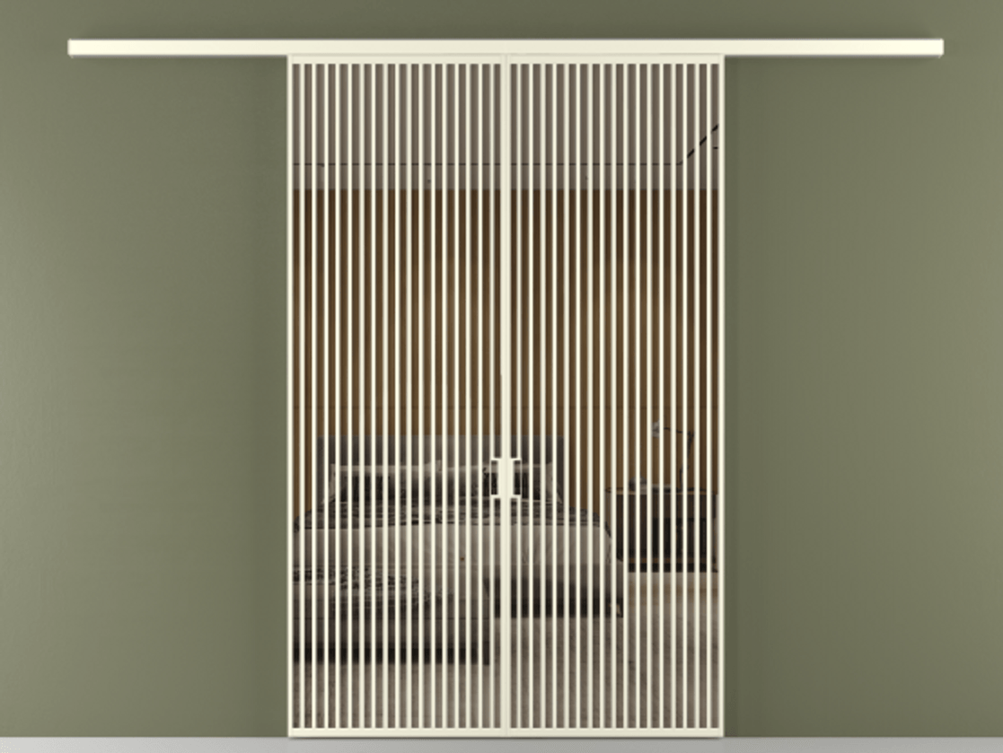 Перегородка Formato вдоль стены 2 створки АЛПР 040.06 Алюминий молочно-белый Рефлективное бронзовое стекло "Stopsol", калёное Цена 445000 ₽ | Volhovec