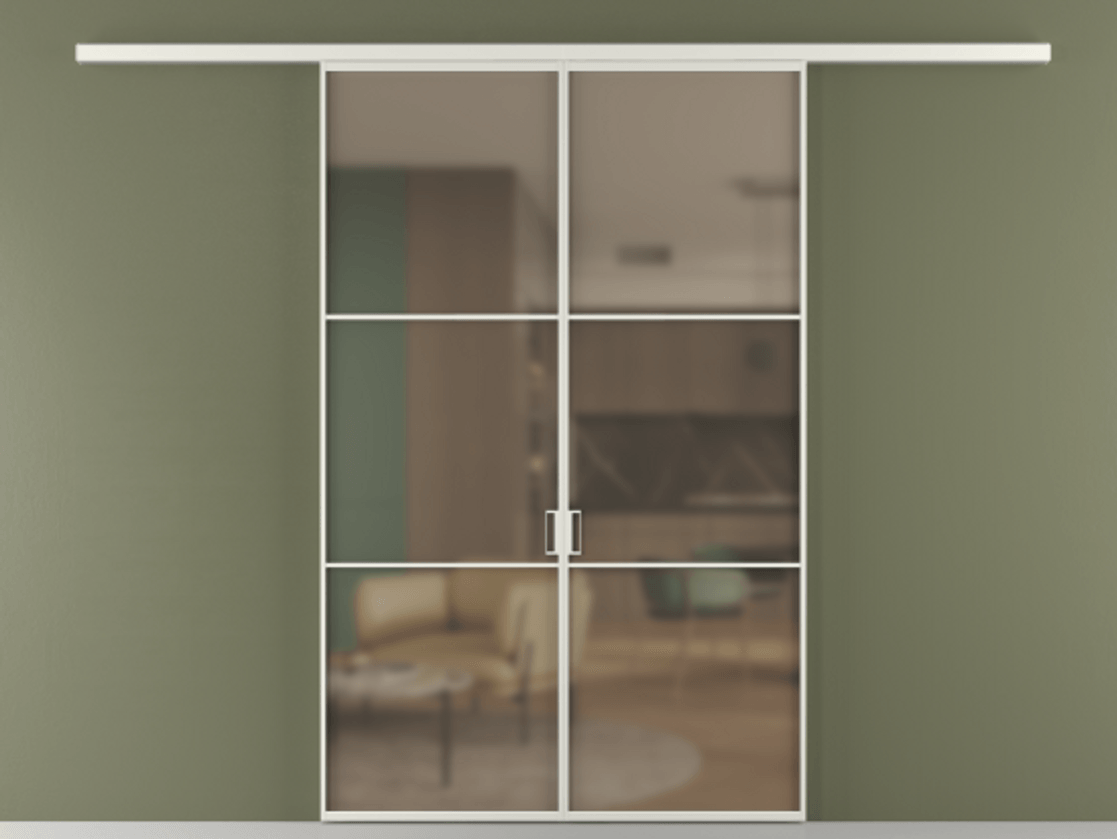 Перегородка Formato вдоль стены 2 створки АЛПР 040.03 Алюминий серый Сатинированное бронзовое стекло, триплекс Цена 202960 ₽ | Volhovec