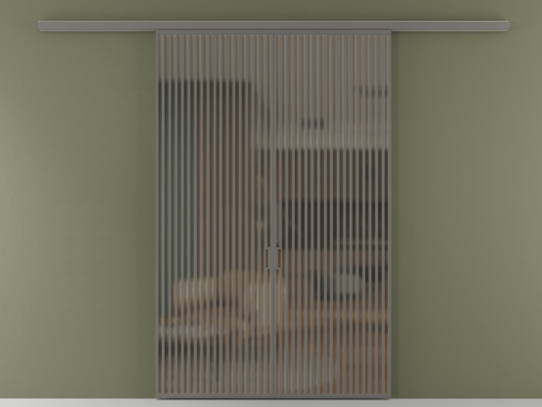 Перегородка Formato вдоль стены 2 створки АЛПР 040.06 Алюминий классический серый Сатинированное бронзовое стекло, триплекс Цена 359760 ₽ | Volhovec