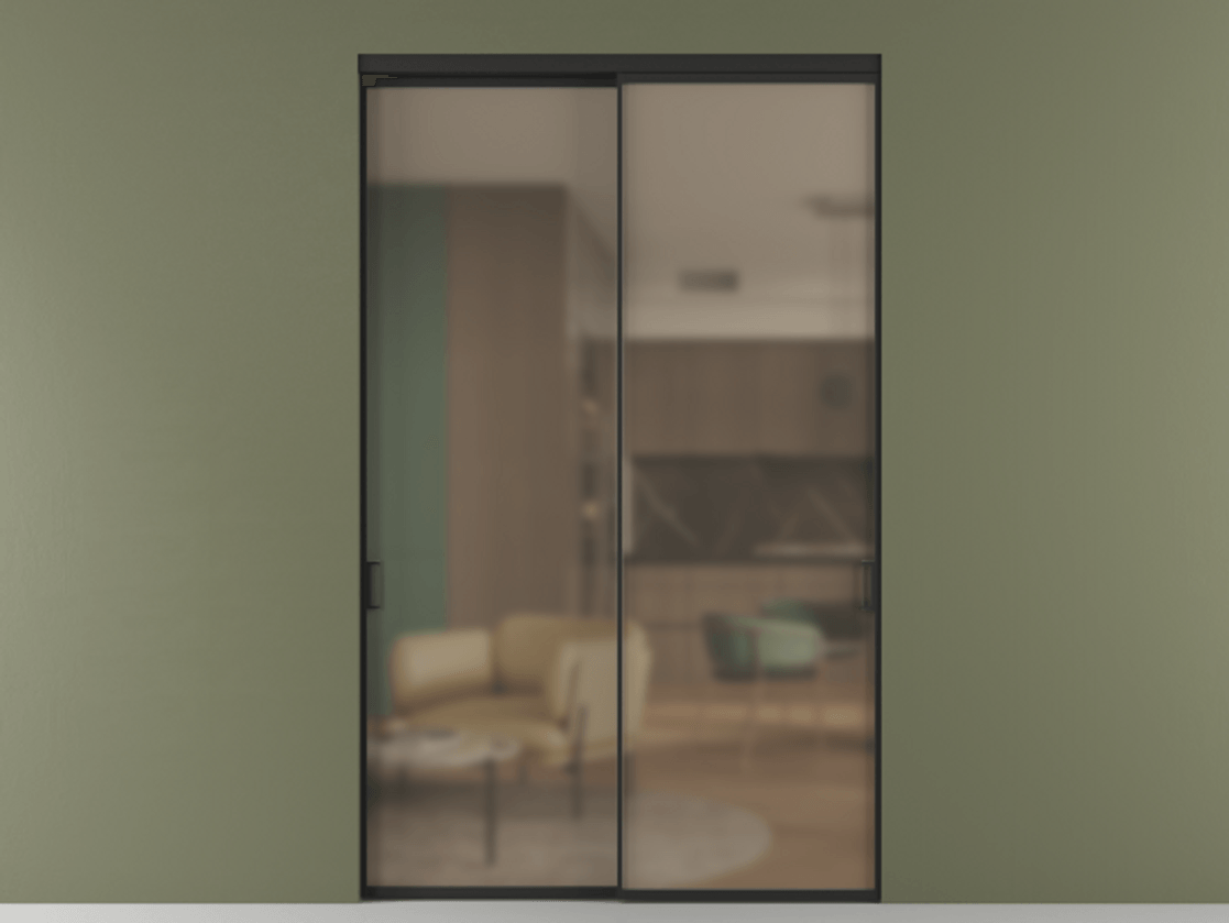 Перегородка Формато внутри проёма 2 створки АЛПР 040.01 Алюминий Черный Сатинированное бронзовое стекло, триплекс Цена 20680 AZE  | Volhovec