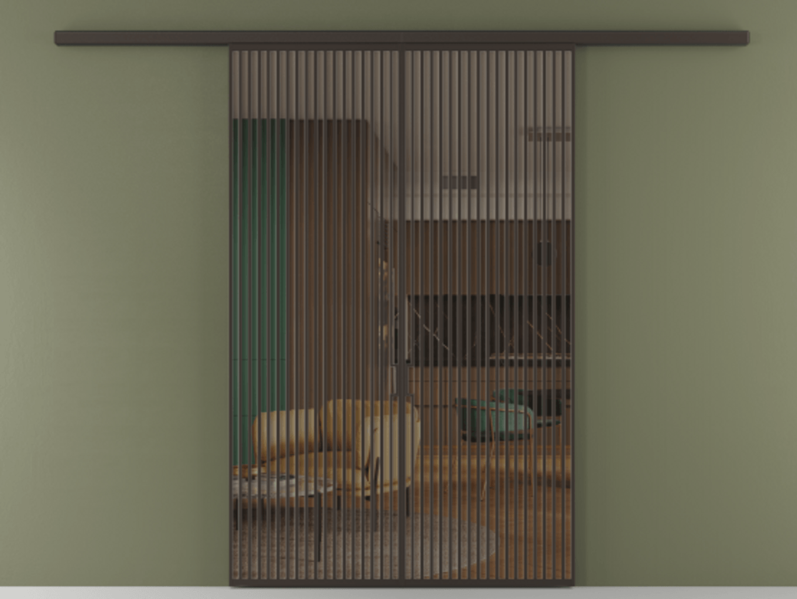 Перегородка Formato вдоль стены 2 створки АЛПР 040.06 Алюминий антрацит Прозрачное бронзовое стекло, триплекс Цена 359760 ₽ | Volhovec