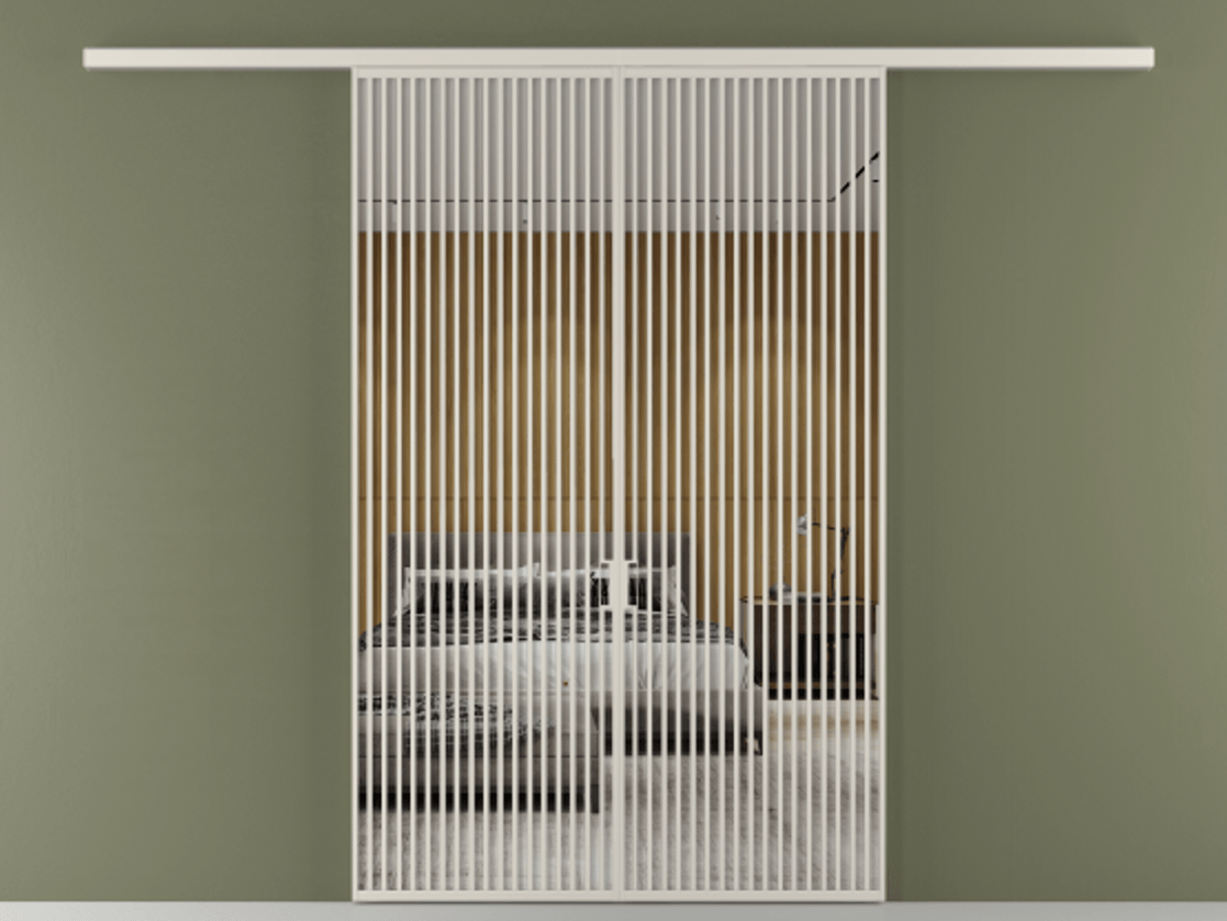 Перегородка Formato вдоль стены 2 створки АЛПР 040.06 Алюминий облачно-серый Двустороннее зеркало, триплекс , триплекс 6 мм Цена 359760 ₽ | Volhovec