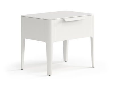 Мебель Тумба прикроватная Piega 1 ящик. Цвет Матовый тёплый серый. Материал Гладкая эмаль. Коллекция Тумба прикроватная Piega 1 ящик. Картинка.