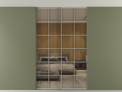 Алюминевая перегородка АЛПР 040.05_АНСР_Stopsol Bronze_new. Цвет Алюминий нейтральный серый. Материал Алюминий в эмали. Коллекция Перегородка Formato внутри проёма двустворчатая со скрытым креплением в потолок. Фото. Алюминевая перегородка АЛПР 040.05_АНСР_Stopsol Bronze_new. Цвет Алюминий нейтральный серый. Материал Алюминий в эмали. Коллекция Перегородка Formato внутри проёма двустворчатая со скрытым креплением в потолок. Картинка.