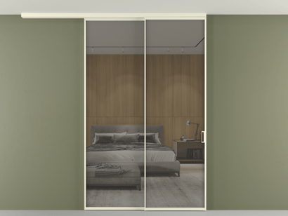 Алюминевая перегородка АЛПР 040.01_АМБ_Stopsol Grey_new. Цвет Алюминий молочно-белый. Материал Алюминий в эмали. Коллекция Перегородка Formato вдоль стены на потолок телескопик синхро 2. Картинка.