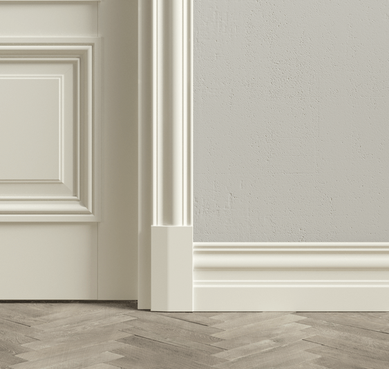 Плинтус Плинтус Высокий классический. Цвет Матовый жемчужный. Коллекция Плинтус Высокий классический. Картинка.