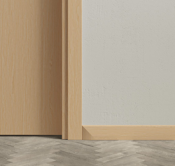 Плинтус Плинтус Универсальный 75 мм. Цвет Дуб молочный матовый. Коллекция Плинтус Универсальный 75 мм. Картинка.