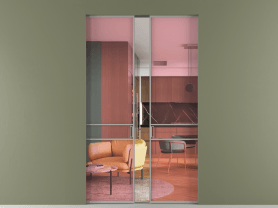 Алюминевая перегородка АЛПР 040.02 МНСР ПРОЗ РОЗ. Цвет Алюминий нейтральный серый. Материал Алюминий в эмали. Коллекция Перегородка Formato скрытый пенал 2 створки. Картинка.